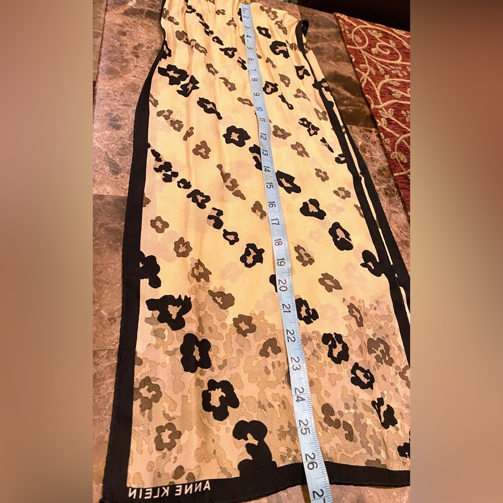 Anne Klein~Authentic Animal Print Silk Scarf Cream/Tan/Black, Signature/Logo - Picture 5 of 6